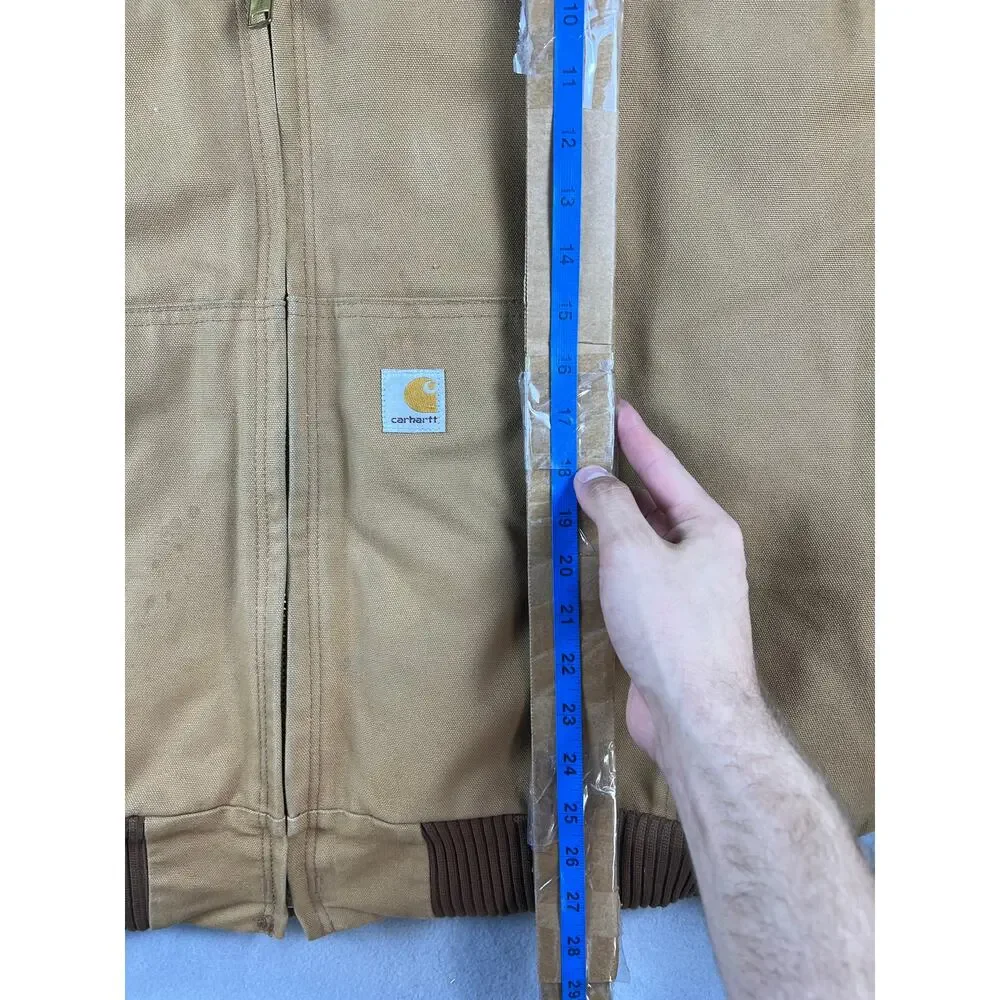 VTG Carhartt Jacket 2XL Hooded Canvas BRN Insulated Winter Outdoors 90s